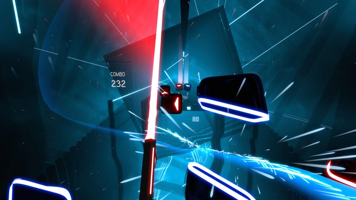 Beat Saber, playable on Oculus Rift, HTC Vive/Steam, PlayStation VR